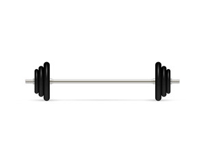 Barbell with removable disks isolated on white background. Vector illustration. Front view.