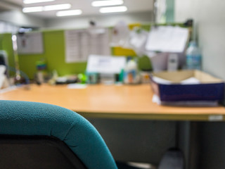 Office workplace with computer and smart phone on wood table