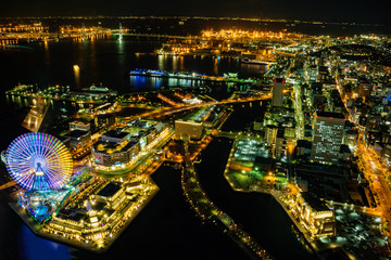 Fototapeta premium Minato Mirai 21,central business district of Yokohama, Japan. Initially developed in the 1980s, 15/jan/2017 JAPAN/KANAGAW/YOKOHAMA