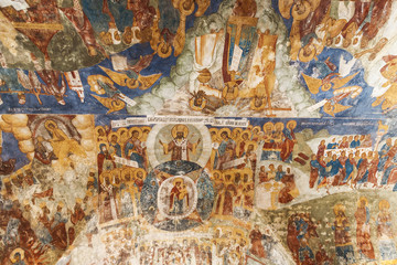 Obraz na płótnie Canvas The frescoes in the Church of Elijah the Prophet in Yaroslavl. Russia