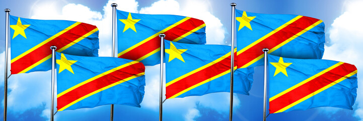 Democratic republic of the congo flags, 3D rendering, on a cloud
