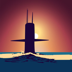 Military submarine silhouette - 133648270