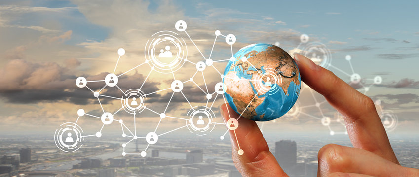 Social connection and networking . Mixed media - Powered by Adobe