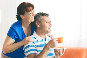 Senior couple drinking coffee