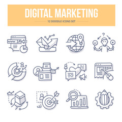 Digital Marketing Doodle Icons