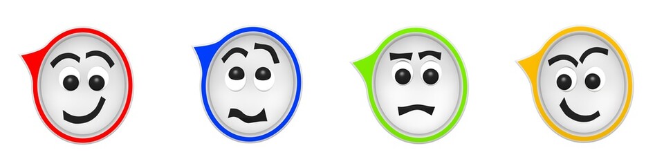 3D Rendering of four funny speech bubbles