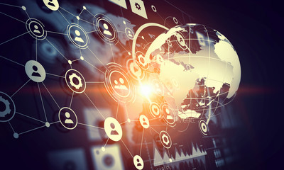 Modern connection technologies background . Mixed media