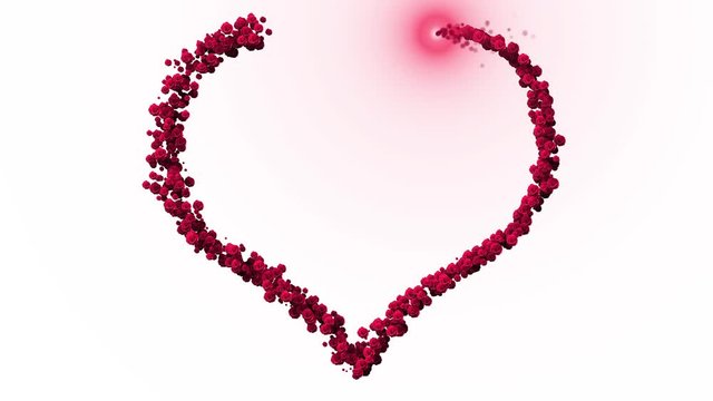 Valentinstag Hintergrund, fliegende Rosen bilden ein Herz