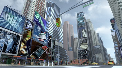 Road on Time Square New York Manhattan. 3D rendering