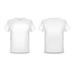 Realistic Template Blank White Man T-shirt. Vector