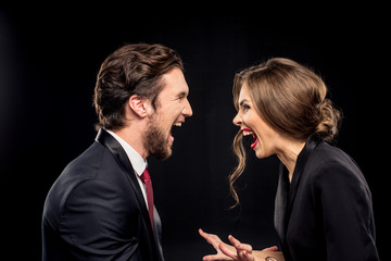 Laughing couple in formal wear