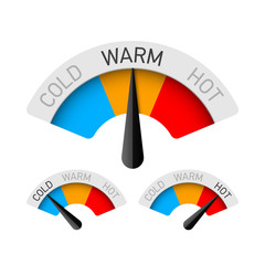 Cold, warm and hot temperature gauges - obrazy, fototapety, plakaty