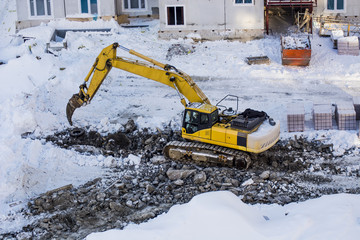 Crawler excavator working at a construction site