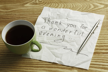 Message written on napkin . Mixed media