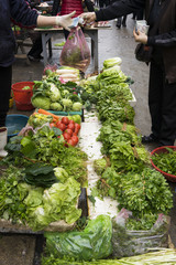 Vegetables of groceries in a rural market
