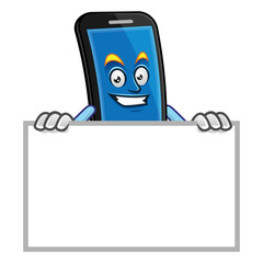 blank sign smartphone character, vector of cellphone mascot, mobile phone cartoon