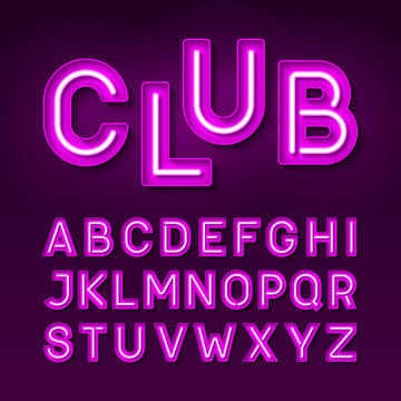 Broadway night club vintage style neon font, pink