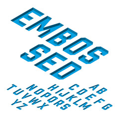 Embossed font, isometric typeface