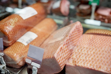 ham at grocery store stall