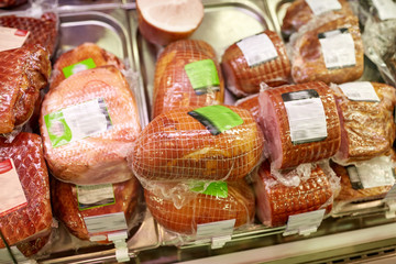 ham at grocery store stall