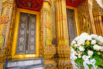 Traditional and architecture Thai style temple at Wat Ratchabophit Temple in Bangkok, Thailand