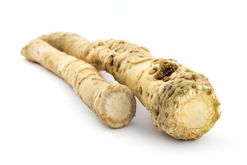 Fresh horseradish root isolated on white background - 133656259