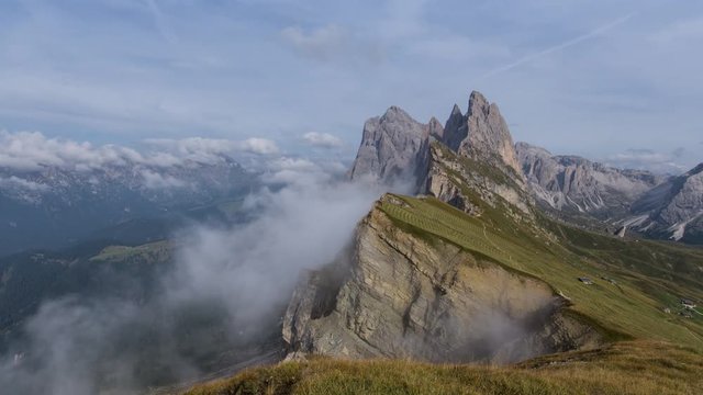 4k UHD time lapse clouds seceda geissler mountain summit wide pan 11550
