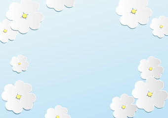 Białe kwiatki na niebieskim tle