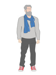stylish man with a beard. vector illustration.