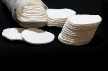 Cotton woole pads isolated on black