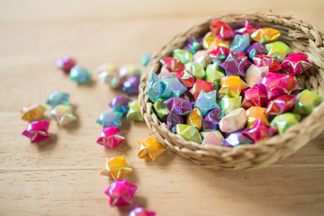 colorful of paper fold christmas stars