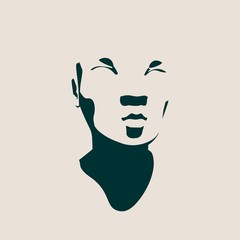 Human head silhouette. Face front view. Elegant silhouette of part of human face. Vector Illustration of an asian woman
