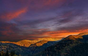 Wonderful nature landscape. majestic sky over the mountain in morning