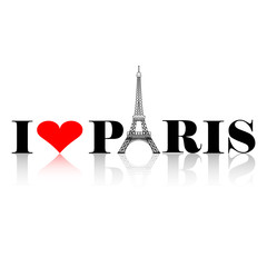 Fototapeta na wymiar I Love Paris Silhouette
