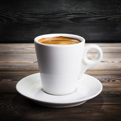 Overhead view of a freshly brewed mug of coffee