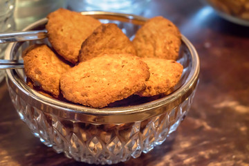 Tasty cookies on table