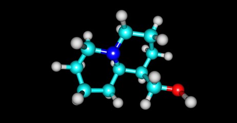 Lupinine molecular structure isolated on black
