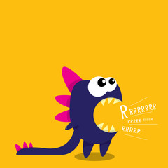 Vector cartoon funny dragon. Cartoon Dinosaur.