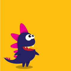 Obraz premium Vector cartoon funny dragon. Cartoon Dinosaur.