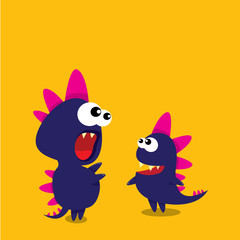 Vector cartoon funny dragon. Cartoon Dinosaur.