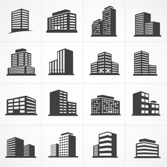 Vector town and building icon set