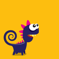 Vector cartoon funny dragon. Cartoon Dinosaur.