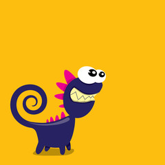 Vector cartoon funny dragon. Cartoon Dinosaur.