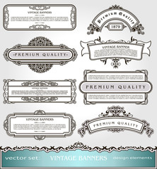 Vector Vintage Banners,Borders and Frames set, Victorian book covers