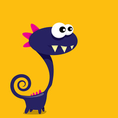 Vector cartoon funny dragon. Cartoon Dinosaur.