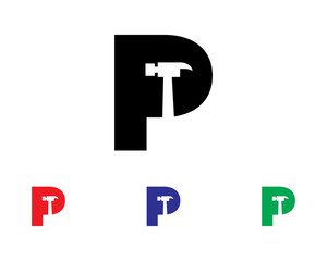 P Letter Construction Logo