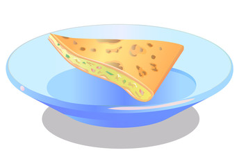 Quesadilla Mexican pie on plate vector image
