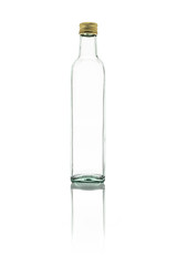 A small isolated bottle on a white background