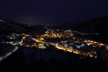 Alfedena by night with snow