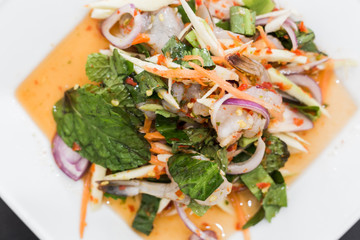 Raw shrimp and spicy sauce  seafood thailand